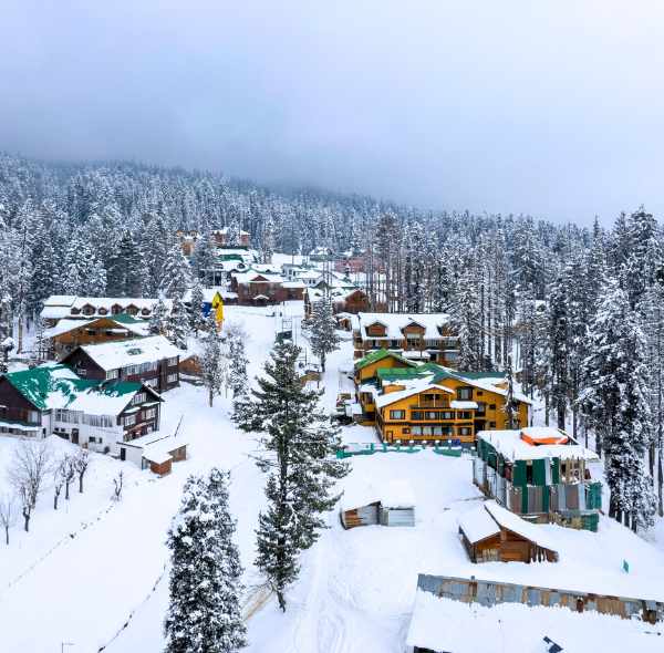 Top view of Gulmarg in snow